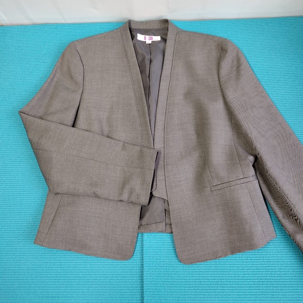 Nine & Co Women's Gray Lined Blazer Suit Separates Open Front Size 16